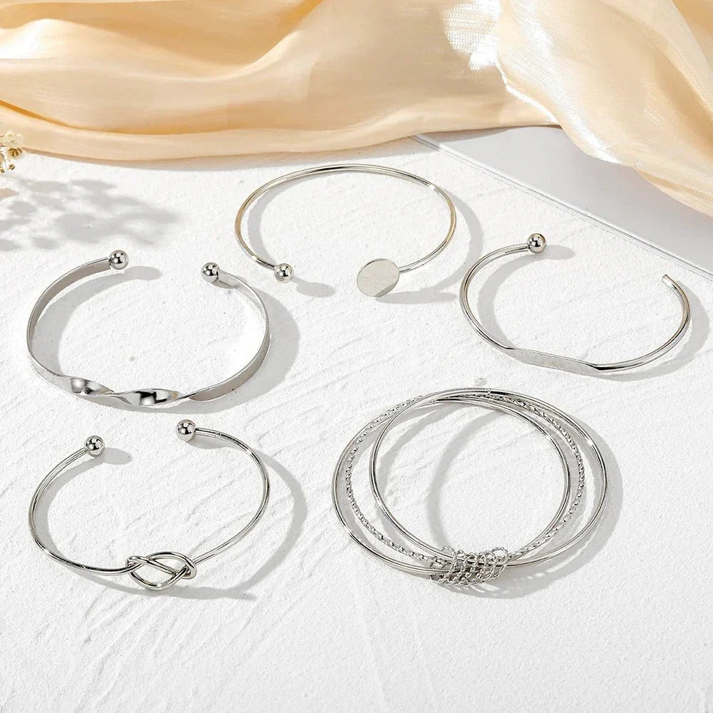 5pcs Twist Bangle Bracelet Stack