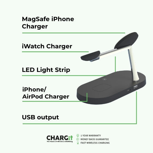 4-In-1 Wireless Charger QuattroCharge, MagSafe For iPhone & Watch