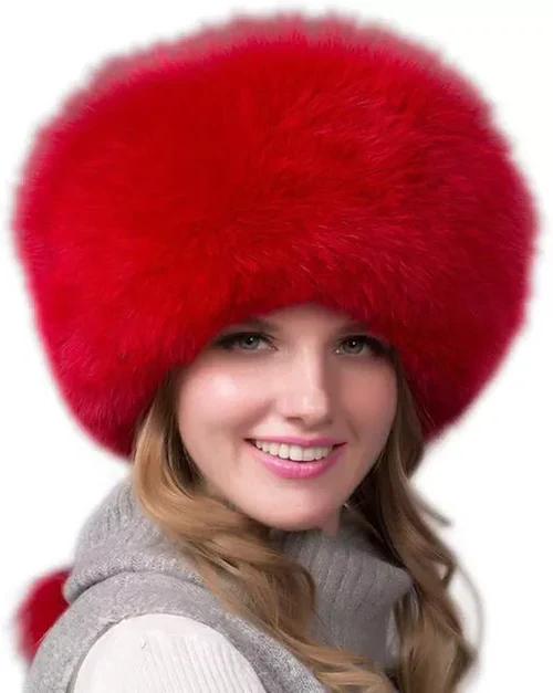 100% Natural Fox Fur Hat Women Cap Thick Fur Cap Winter Warm Hat Female Fashion For Women Hat With Earmuffs Hat