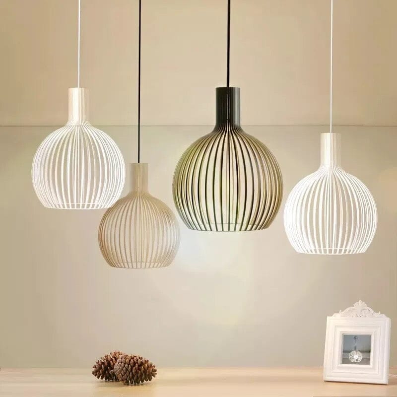 Nordhaven-bambuspendellampe med burdesign, justerbar ledning, 3 størrelser