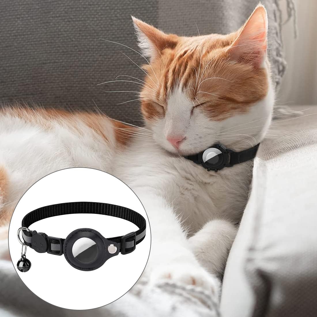 Collier pour chat avec support de traceur GPS, réfléchissant et à ouverture rapide