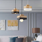 Lampada a sospensione geometrica in legno minimalista Aria bianco e nero | Fioriscas