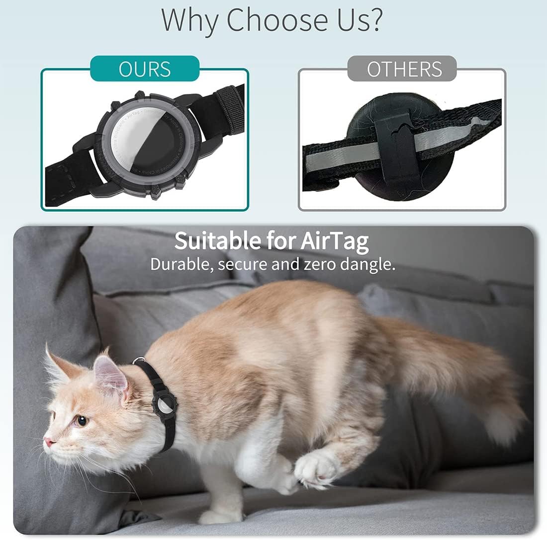 Collier pour chat avec support de traceur GPS, réfléchissant et à ouverture rapide