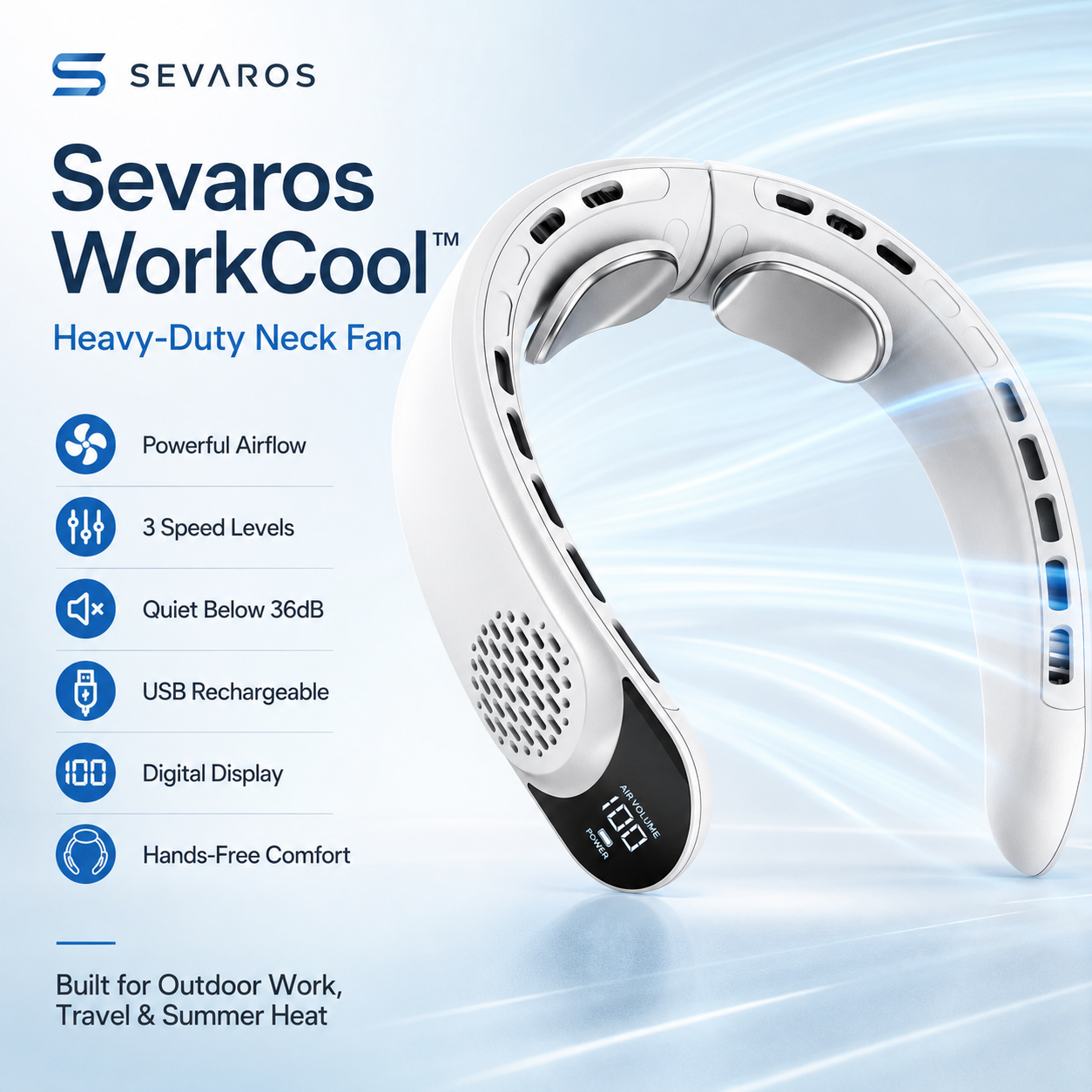 WorkCool Neck Fan Rechargeable And Digital Display