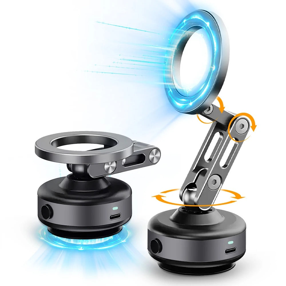 Magnetický držák telefonu do auta s otočným ramenem o 360° a přísavnou základnou