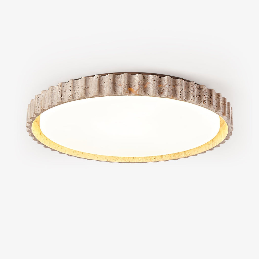 Ornorus geribbelde ring travertijn plafondlamp | Fioriscas