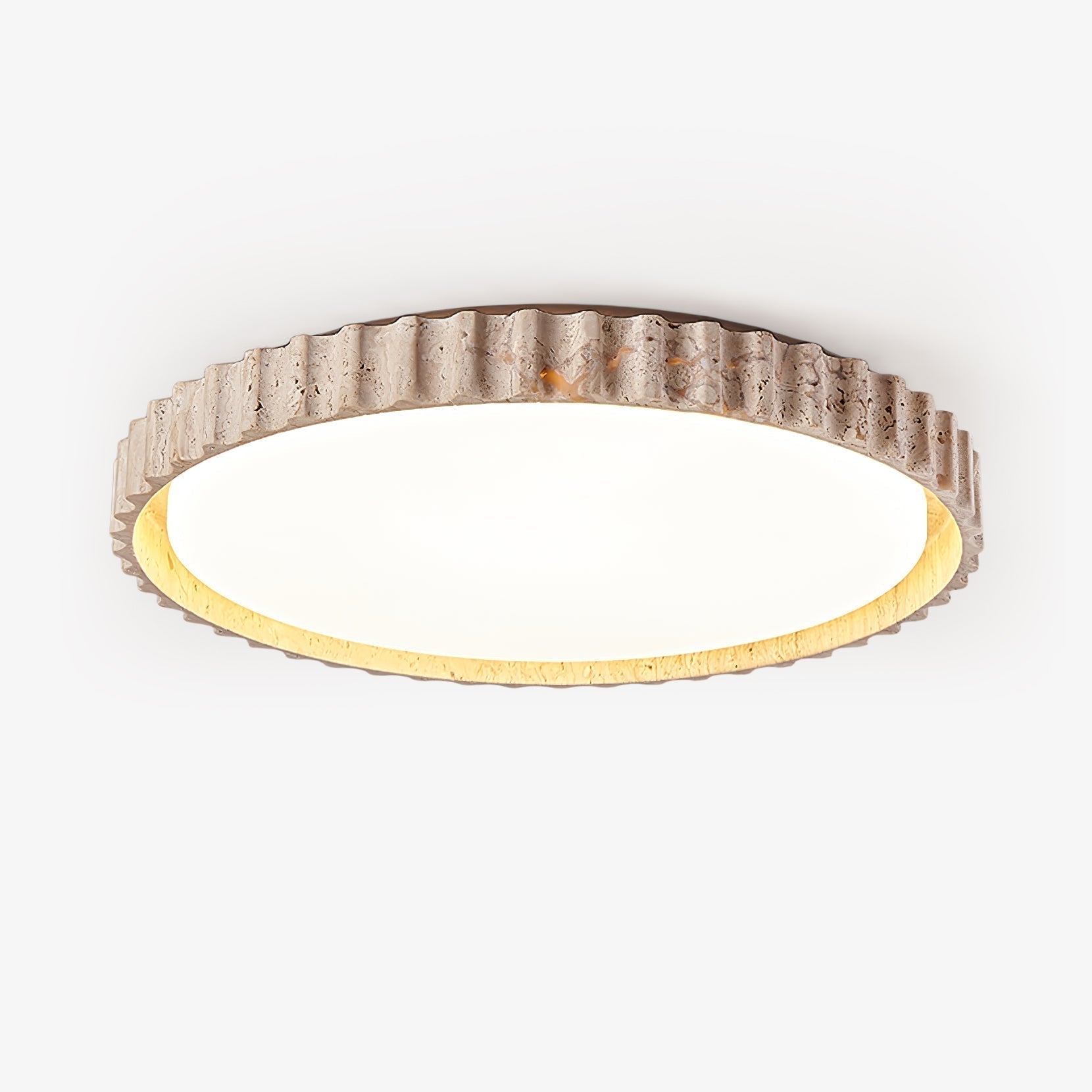 Ornorus geribbelde ring travertijn plafondlamp | Fioriscas