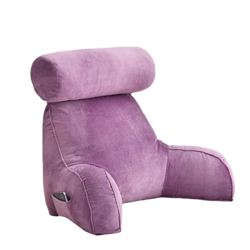 Backrest Reading Pillow With Armrests And Adjustable Headrest