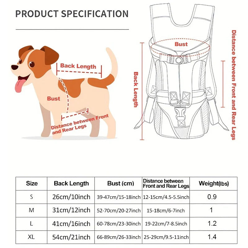 Front-Carry Dog Backpack Carrier For Hiking And Outdoor Trips