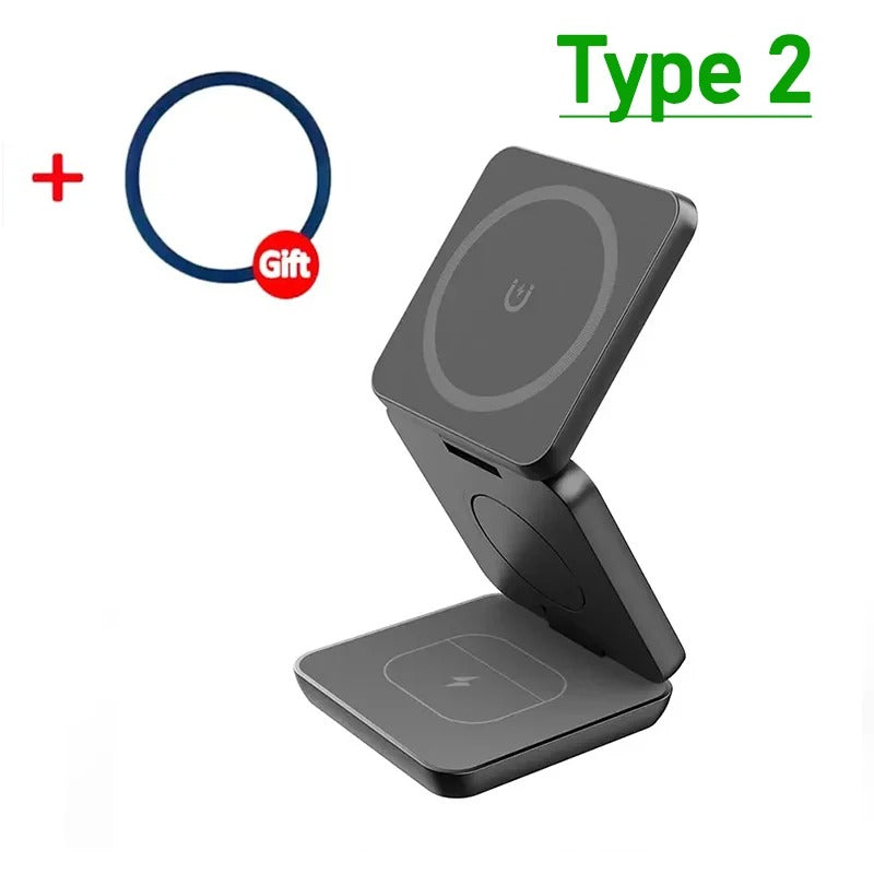 3-in-1 Magnetic Wireless Charging Stand for iPhone, AirPods, and Apple Watch