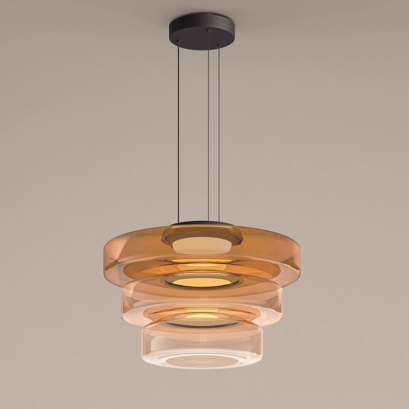 Asteron Bauhaus lasikatto-riippuvalaisin, 3 lasisävyä