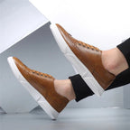 Leather Brogue Sneakers with Rubber Sole