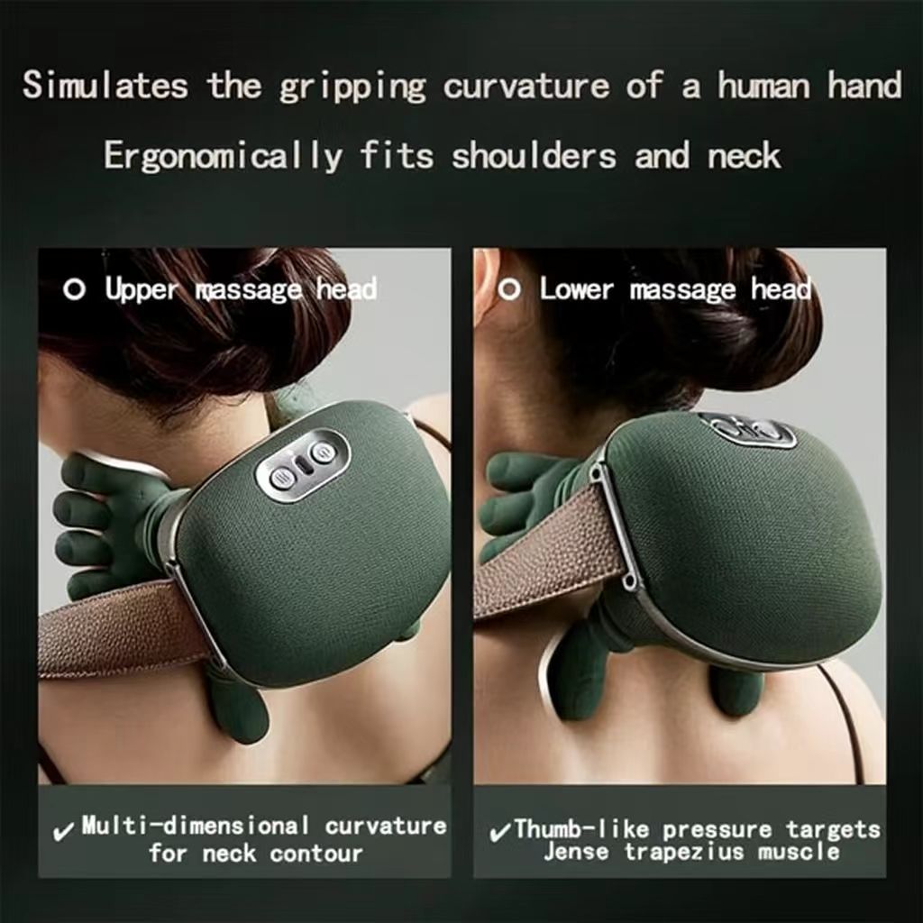 Shiatsu-massageapparat til nakke og skuldre med varme – dyb lindring af trætte muskler | Fioriscas