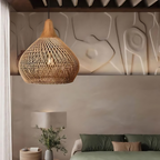 Kevara rotan hanglamp, handgeweven kap van natuurlijk materiaal, twee maten