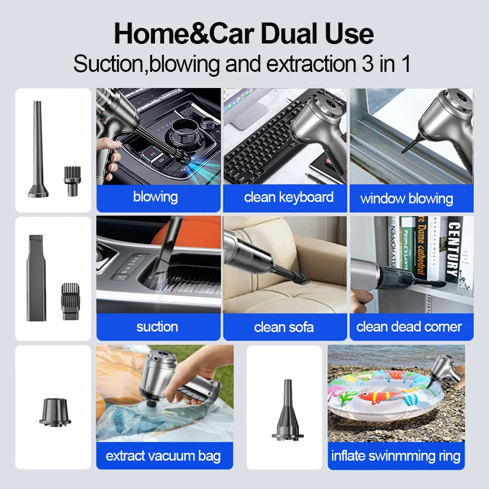 Cordless Car Vacuum With 95000Pa Suction For Drivers | Fioriscas