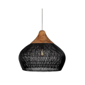 Lampada a sospensione Asterra in rattan intrecciato a mano, naturale o nera, disponibile in due misure