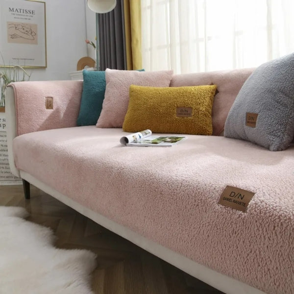 Housse de canapé imperméable en sherpa avec envers lavable antidérapant