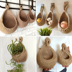 Hängekorb, handgewebte Jute, rustikales Boho-Wohndekor