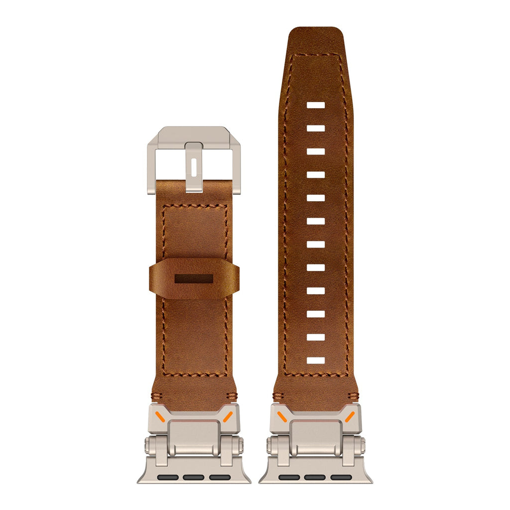 Řemínek na Apple Watch z kůže Crazy Horse, titanový adaptér, ručně šitý