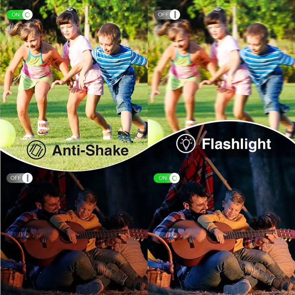 Videocamera ricaricabile per vlog con zoom 16x, foto da 44 MP e video 1080P