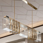 Kristy Metall-Kronleuchter Pendelleuchte, luxuriös rechteckig, Gold | Fioriscas