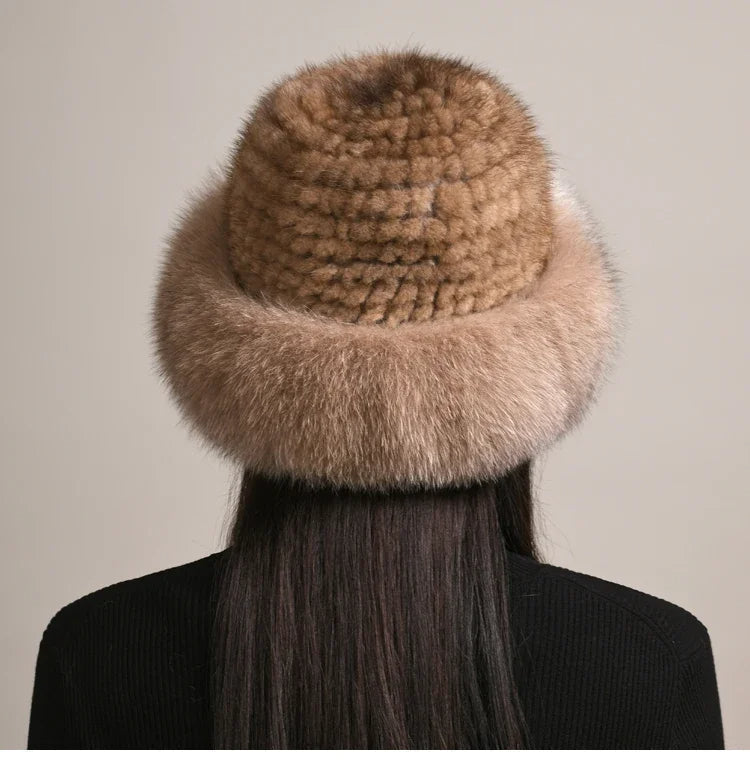 Vellara Genuine Mink Fur Hat, Insulated For Winter Warmth
