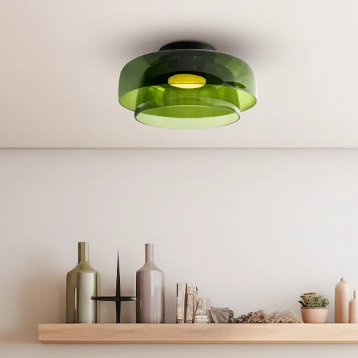 Håndlavet loftslampe i glas, Lumenweave nordisk design med flere niveauer