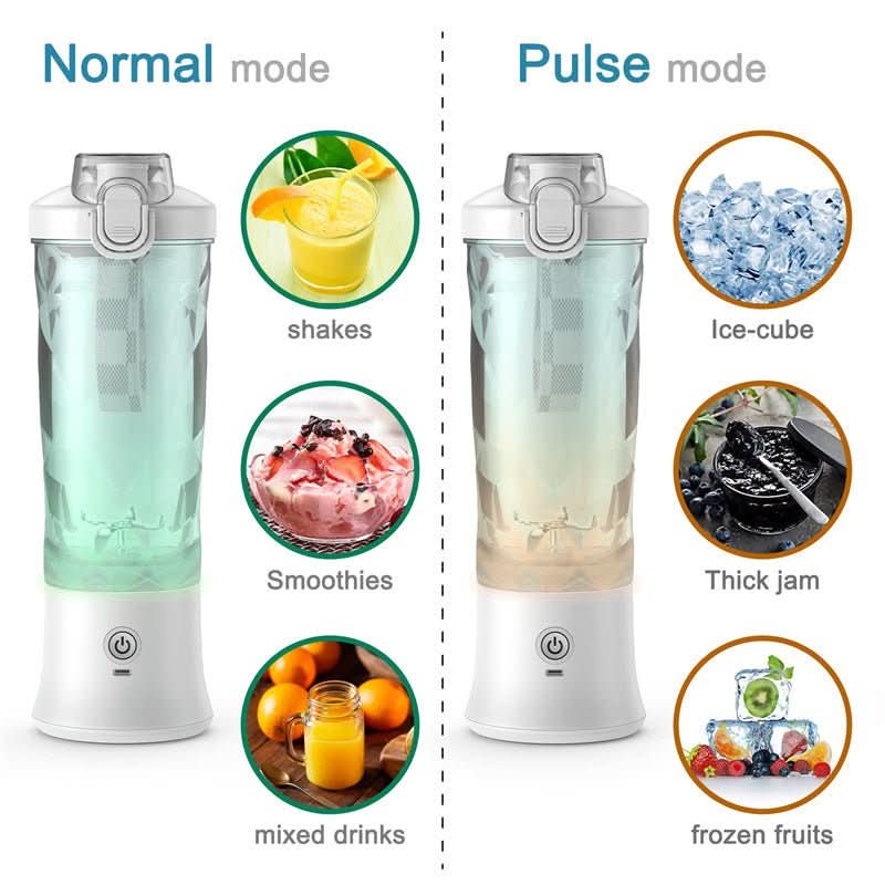 Frullatore portatile per smoothie con batteria da 4000 mAh e capacità di 600 ml - Fioriscas
