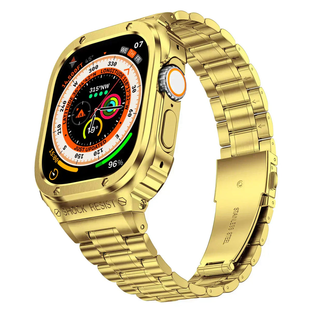 Nerezový ocelový pásek a pouzdro Alera pro Apple Watch, vše v jednom