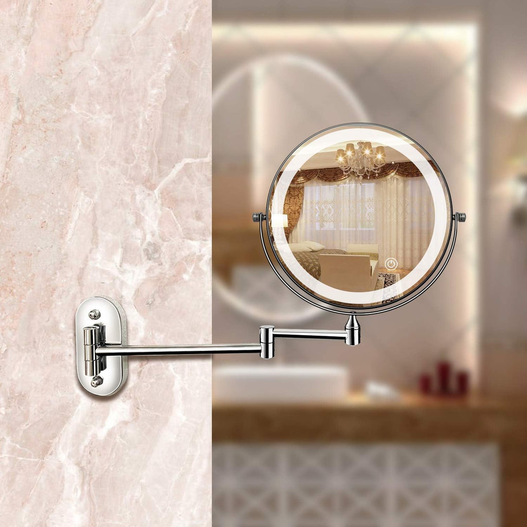 Lunicca LED Magnifying Wall Mirror, Rechargeable, Chrome Finish