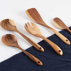 Keukengerei-set van teakhout, 7-delig, met voedselveilige oliefinish