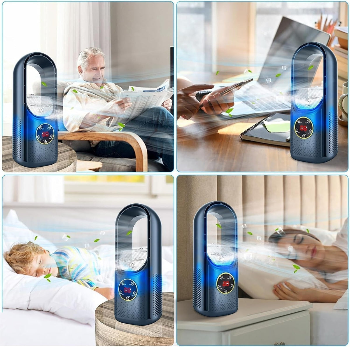 Bladeless Portable Air Conditioner | Ultra-Quiet, Ergonomic Design & Ideal for Home and Office Use