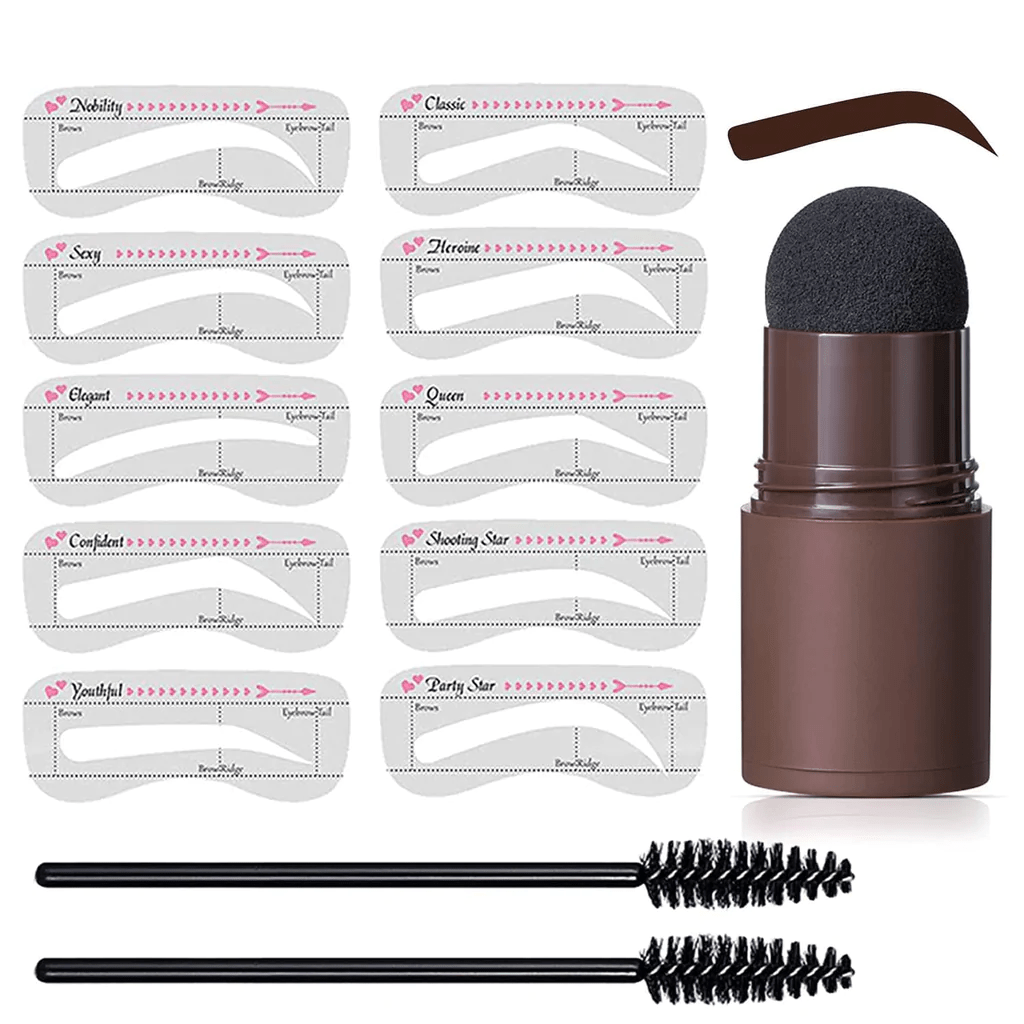 Kit de tampon et pochoir pour sourcils BrowCraft, pommade waterproof, 6 teintes