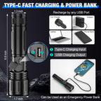 LumenForge-lommelygte med 100000 lumen, taktisk og genopladelig med powerbank