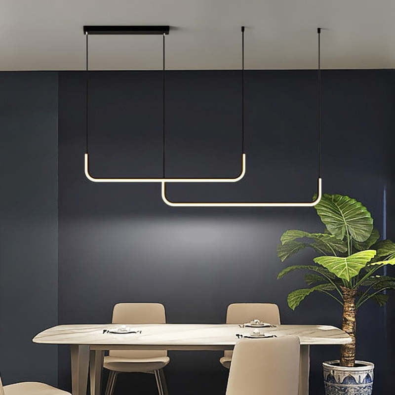 EdgeGlow metalen en siliconen hanglamp met lichtbalk, twee ledkoppen, 90-150 cm
