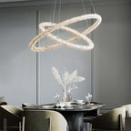 Lustre Art déco Kristy, métal et cristal, 1/2/3 anneaux | Fioriscas