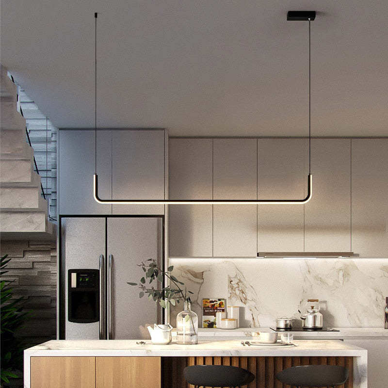 EdgeGlow metalen en siliconen hanglamp met lichtbalk, twee ledkoppen, 90-150 cm