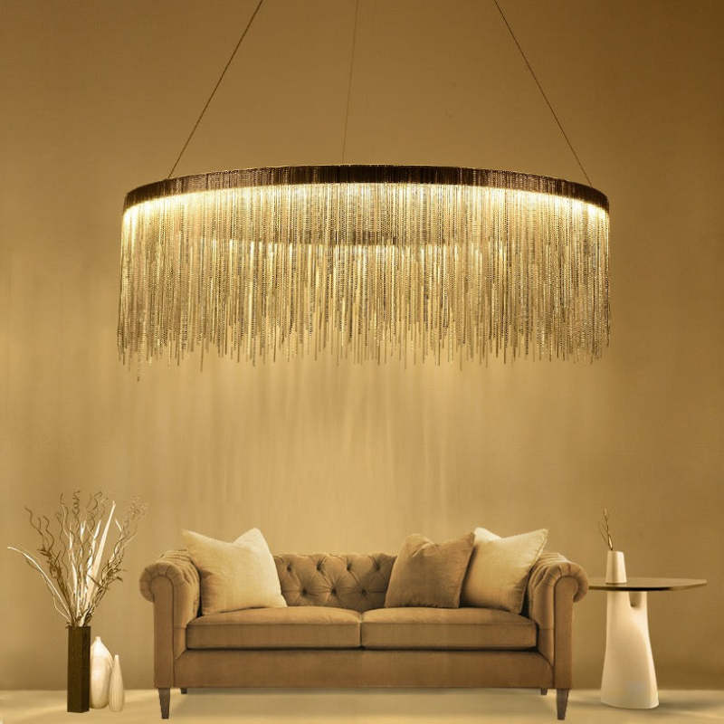 Arisha Quasten-Ketten Art Deco Pendelleuchte Silber/Gold Wohnzimmer/Flur | Fioriscas