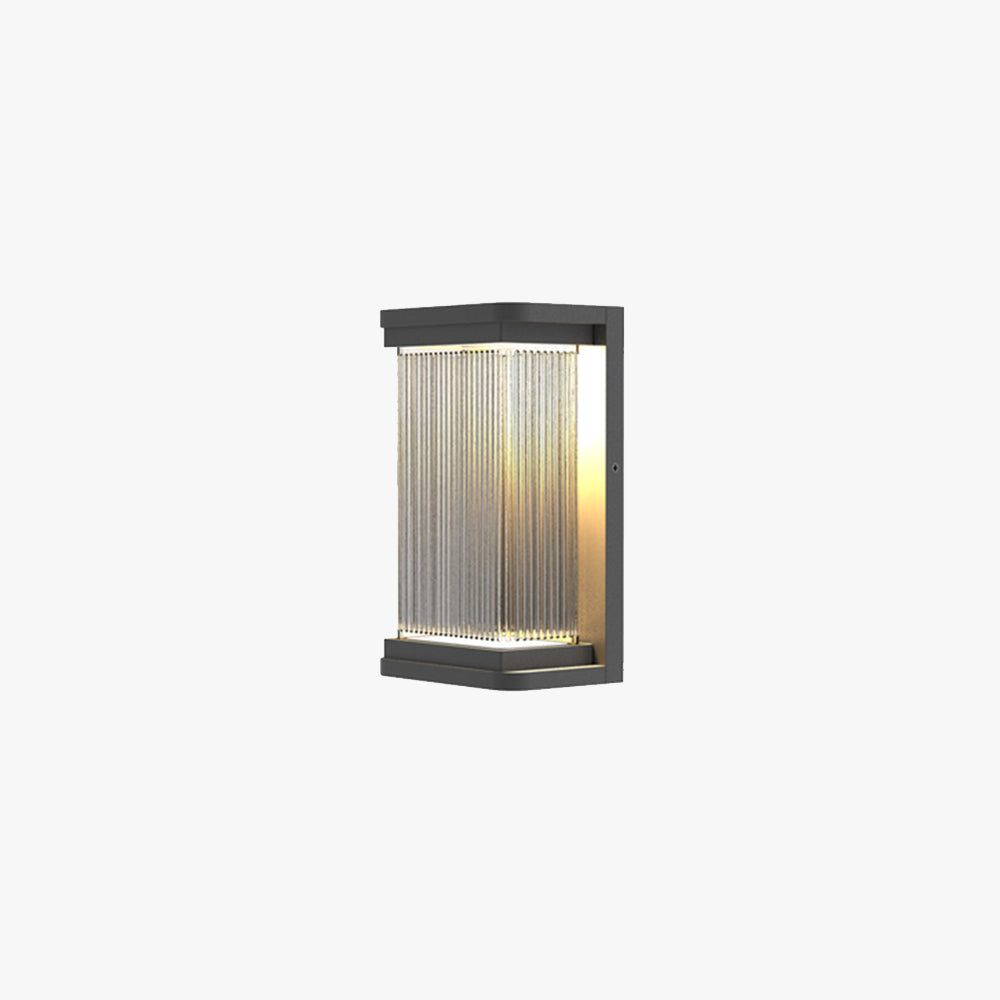 Ray Minimalist Rectangular Glass Outdoor Wall Lamp, Black - Neutralighting