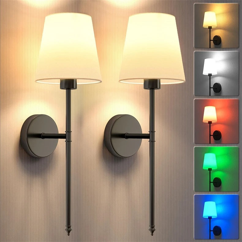 NovaGlow Dimmable LED Wall Sconces, Cordless 2-Pack