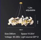 Ceramic Petal Chandelier, LumaPetal Design With Dimmable LED Glow