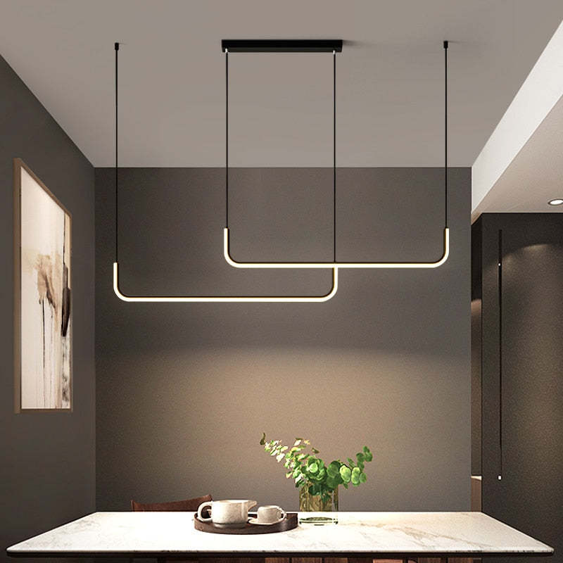 EdgeGlow metalen en siliconen hanglamp met lichtbalk, twee ledkoppen, 90-150 cm