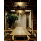 Nokari-pendellampe i rattan, boho-inspireret af Japan med varmt lys