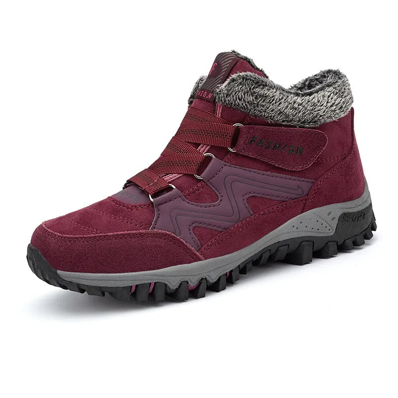 Waterproof Insulated Winter Boots, Unisex Lace-Up Fur Lining
