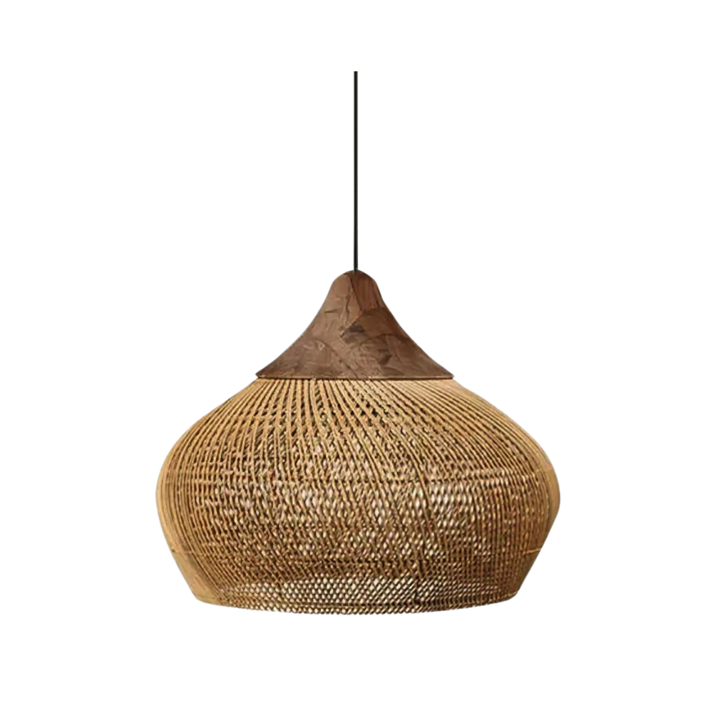 Kevara rotan hanglamp, handgeweven kap van natuurlijk materiaal, twee maten