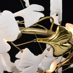 Olivia Moderner goldener Treppenhaus-Kronleuchter, Metall & Keramik | Fioriscas