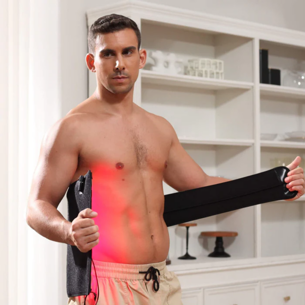 AureGlow rødt lysterapi-bælte til kropsformning derhjemme