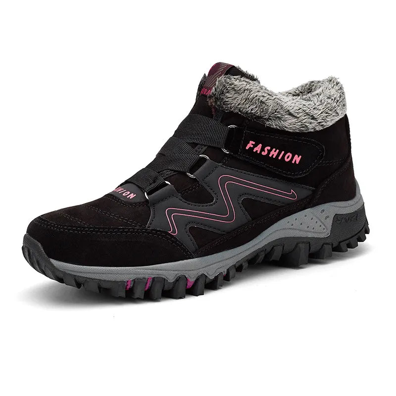Waterproof Insulated Winter Boots, Unisex Lace-Up Fur Lining