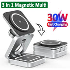3-in-1 Magnetic Wireless Charging Stand for iPhone, AirPods, and Apple Watch