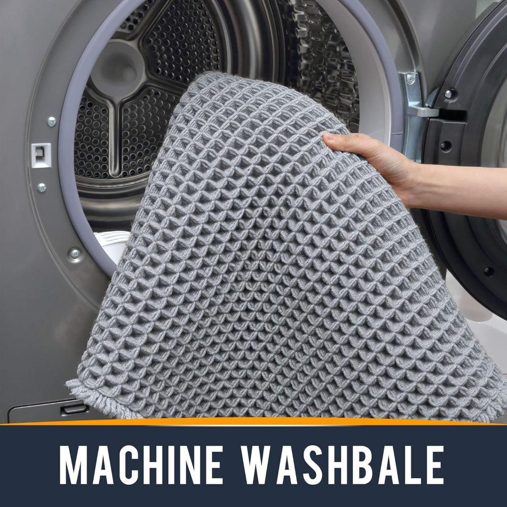 Plush Waffle-Weave Bath Mat For Fast Water Absorption